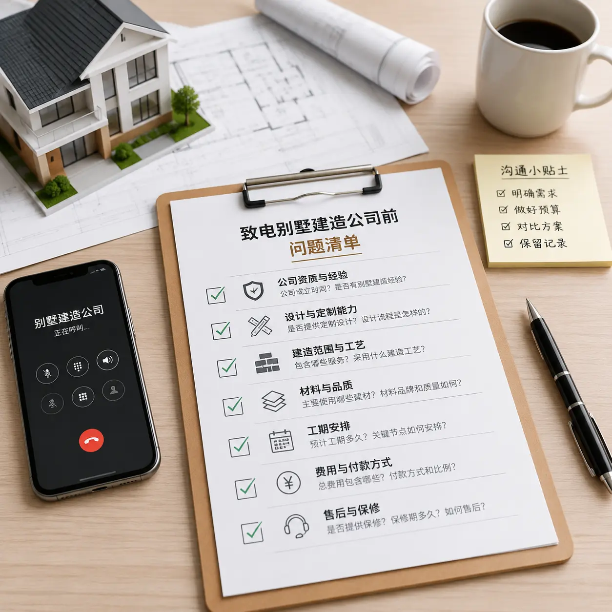 在剑河拨打别墅建造公司电话前的准备工作